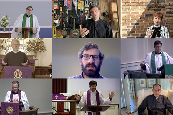 Clergy preaching on Zoom