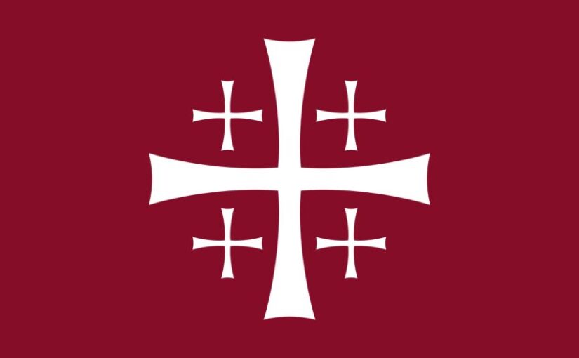 Jerusalem cross on maroon