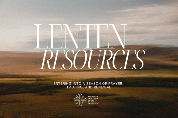 Words "Lenten Resources" on sand background