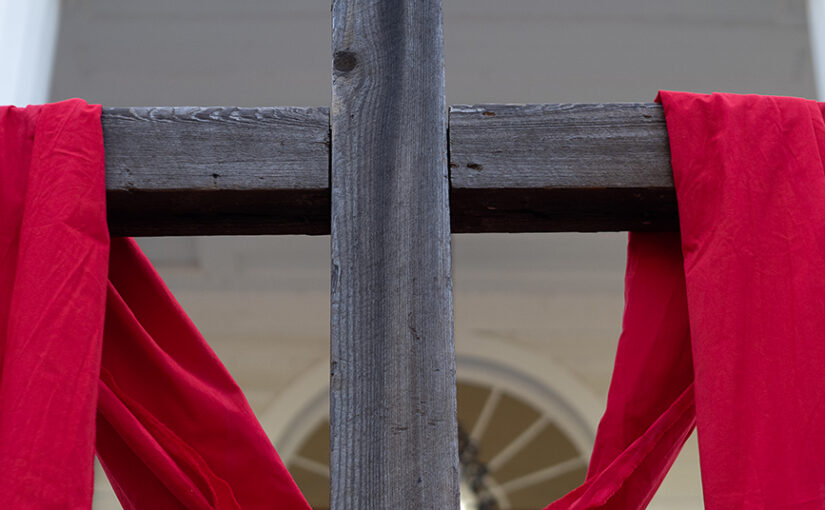 St. Paul's Cross with red cloth