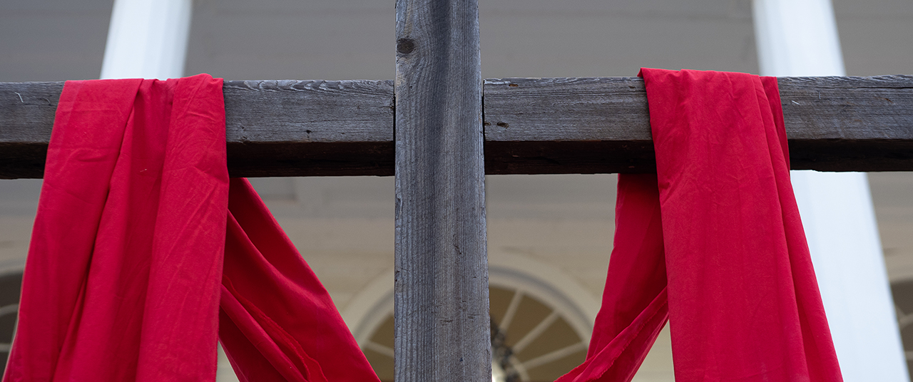 St. Paul's Cross with red cloth